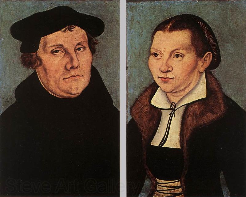 CRANACH, Lucas the Elder Portraits of Martin Luther and Catherine Bore dfg Norge oil painting art